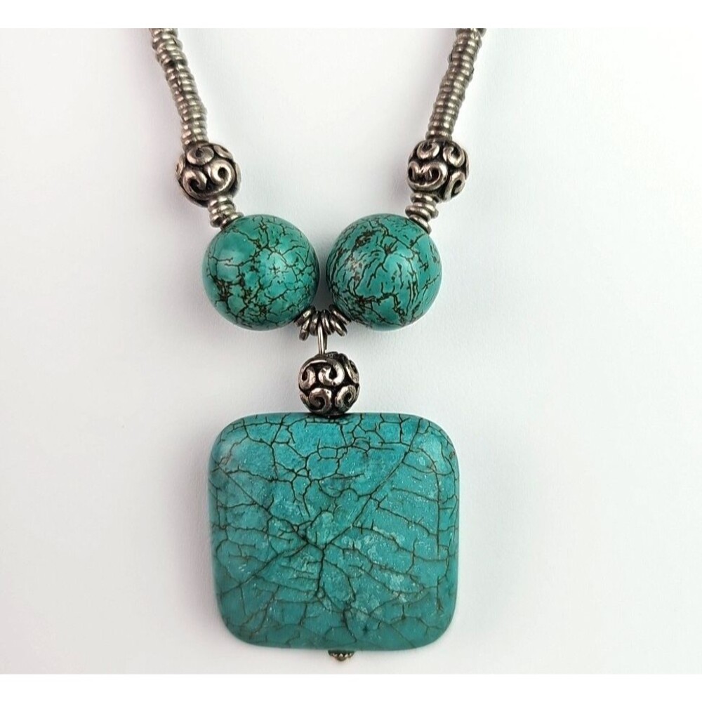 Bohemian Southwest Turquoise Style Statement Necklace With Pendant 14 in Chain